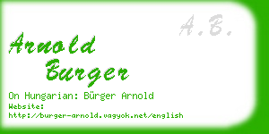 arnold burger business card